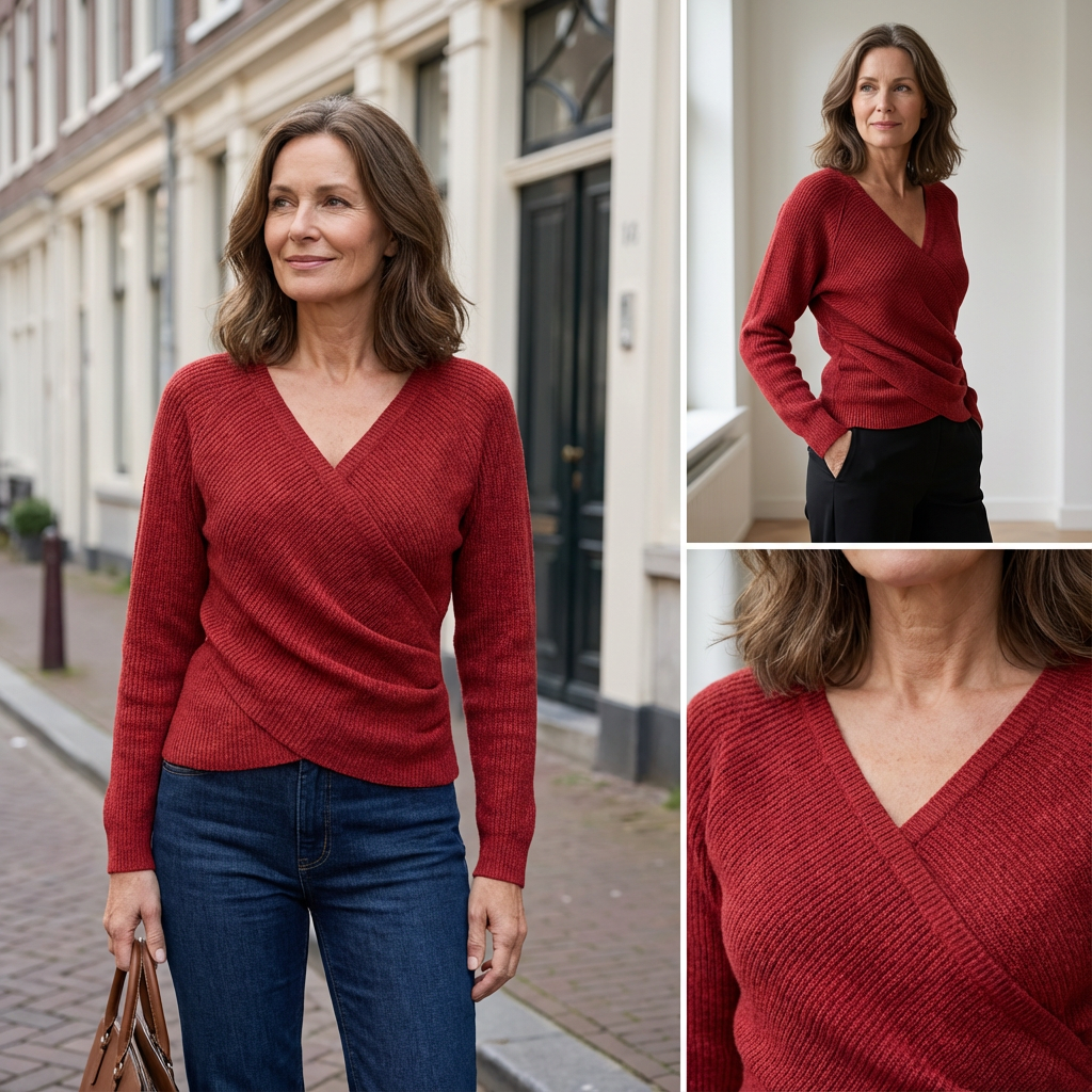 Maria™ | Elegantne ümberlõikeline kampsun kauni V-kaelusega