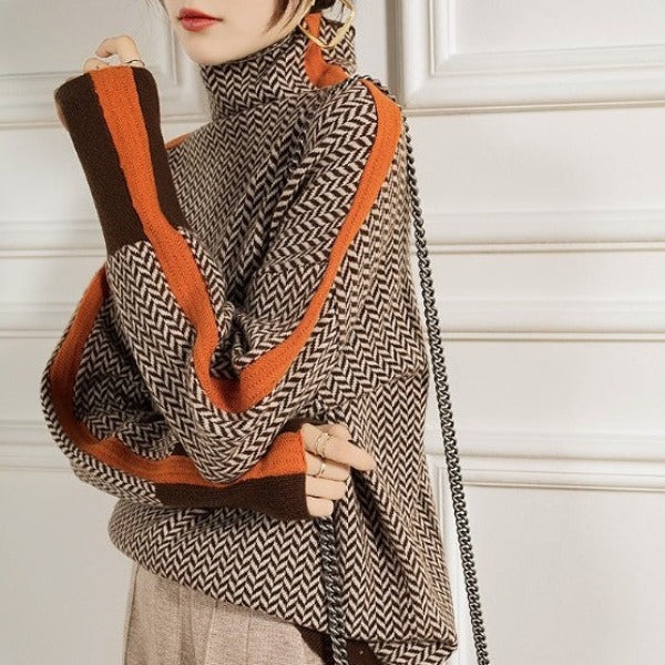 Sandy™ | kõrge kaelusega särk silmapaistvate kontrastsete triipudega